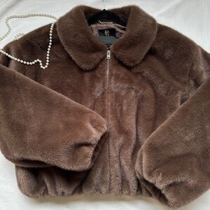 House of Harlow 1960 Chocolate Teddy Jacket